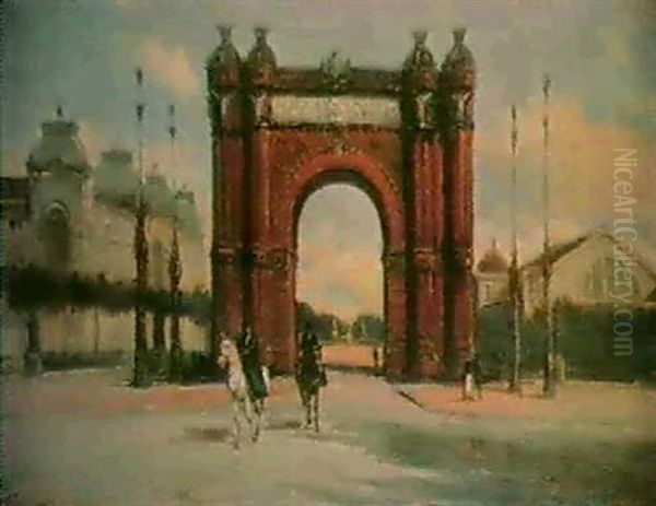 Arco Del Triunfo En Barcelona Oil Painting by Jose Vilar Torres