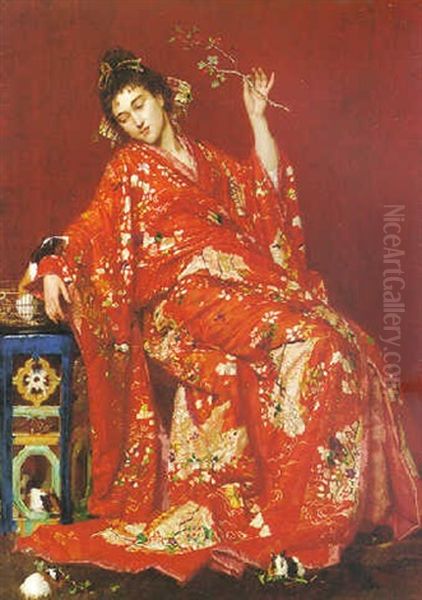 La Japonaise Oil Painting by Emile Villa