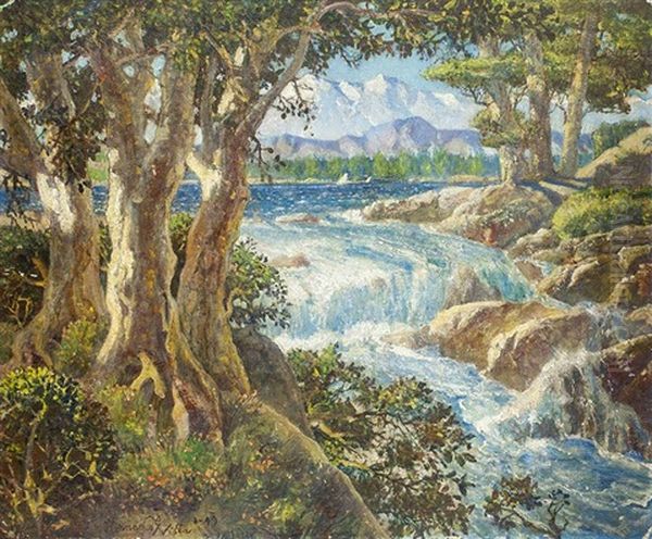 Landscape With Waterfall Oil Painting by Hernando Gonzallo Villa