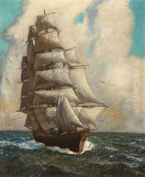 Under Full Sail Oil Painting by Hernando Gonzallo Villa