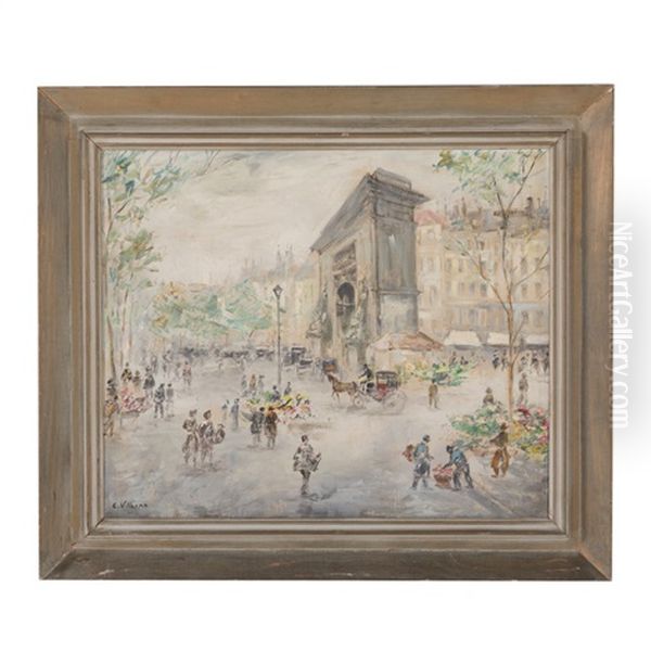 A Square In Paris Oil Painting by Cesar A. Villacres