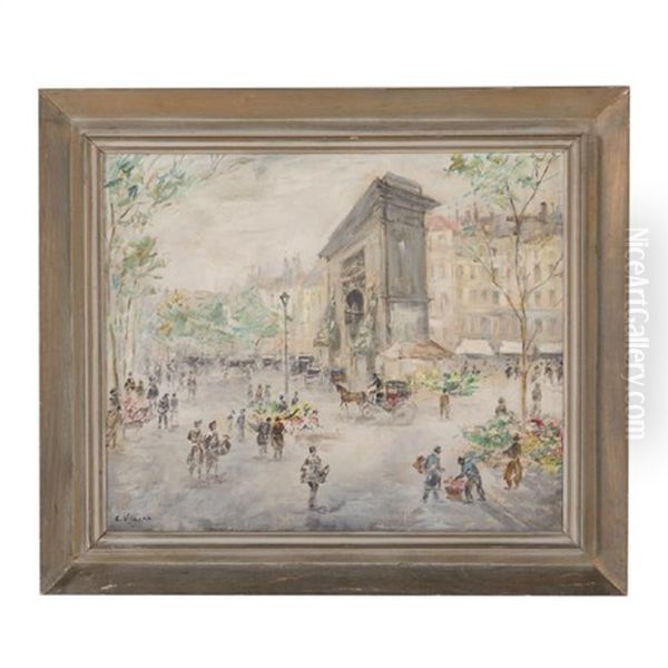 A Square In Paris Oil Painting by Cesar A. Villacres