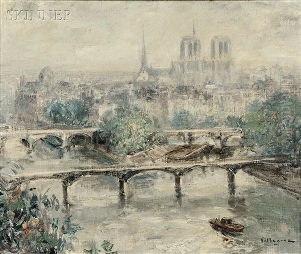 View Of Paris Oil Painting by Cesar A. Villacres