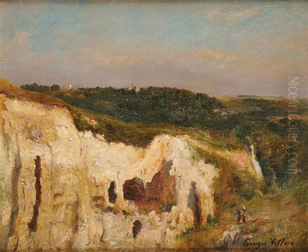 Falaise En Normandie Oil Painting by Georges Villain