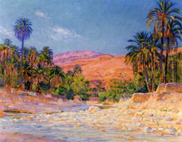 Oued Aux Environs De Bou-saada Oil Painting by Henri Villain