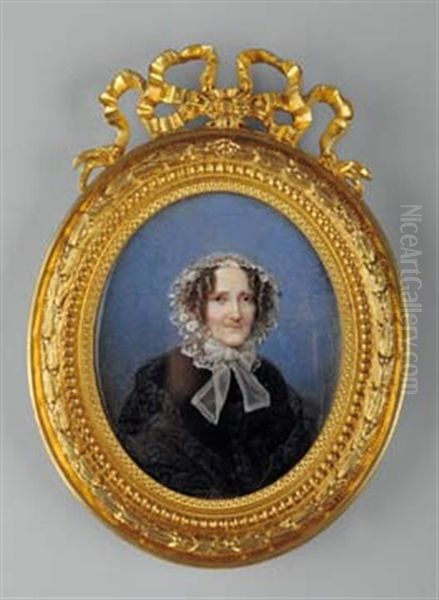 Portraits De La Comtesse De Brissac Et De Madame De Montmorency (2 Works) Oil Painting by Cecile Villeneuve