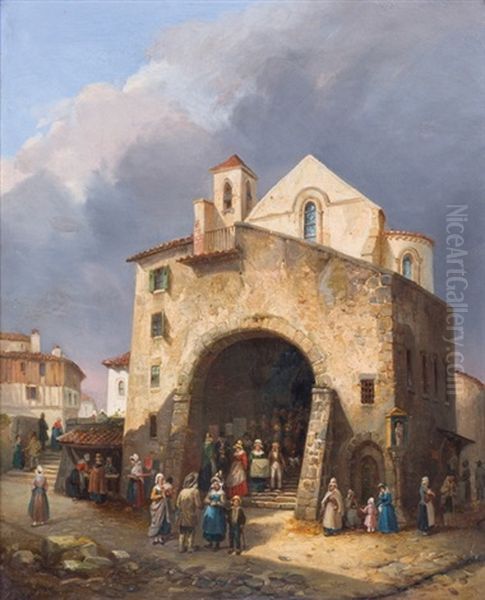 Vista De Una Capilla Oil Painting by Francois Etienne Villeret