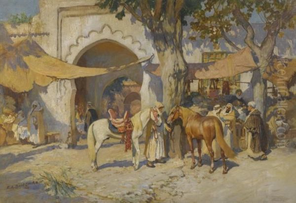 By The City Gate Oil Painting by Frederick Arthur Bridgman