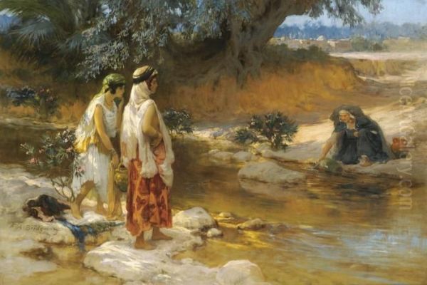 At The Water's Edge Oil Painting by Frederick Arthur Bridgman