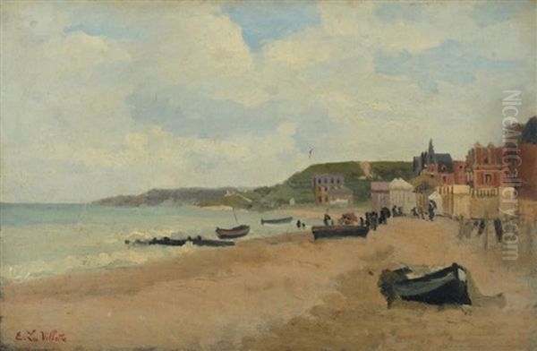 Plage Animee Pres De Lorient Oil Painting by Elodie La Villette