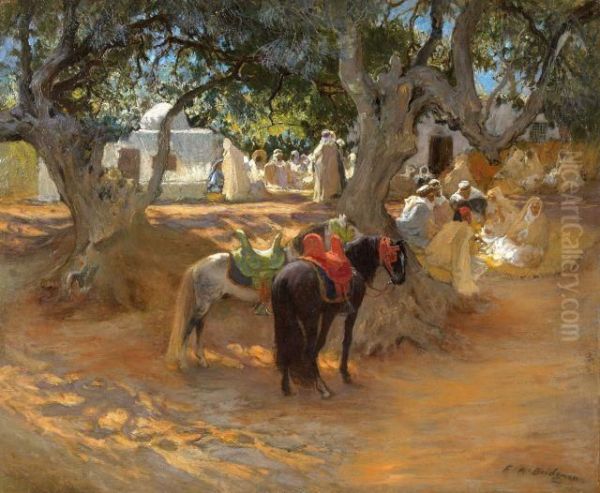 Le Vieux Cafe Pres D'alger Oil Painting by Frederick Arthur Bridgman