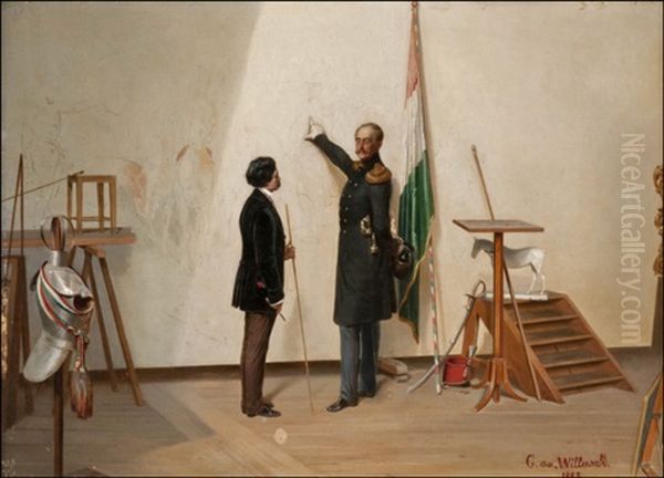 Imperor Nicolas I At The Artist's Studio Oil Painting by Bogdan (Gotfrid) Pavlovich Villevalde