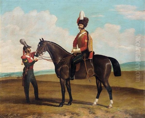 Equestrian Portrait Oil Painting by Bogdan (Gotfrid) Pavlovich Villevalde