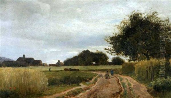 Le Chemin Entre Chailly Et Barbizon Oil Painting by Leon Villevielle