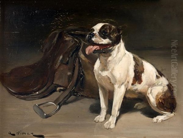 Chien A Cote D'une Selle Oil Painting by Auguste Vimar