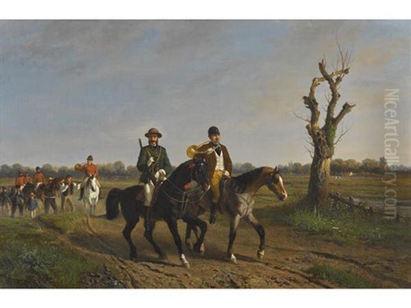 Return From The Hunt Oil Painting by Paul Van Der Vin