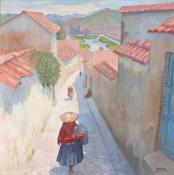 View Of Cuzco Oil Painting by Jorge Vinatea Reinoso