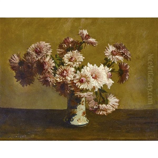 Asternbouquet In Asiatischer Vase Oil Painting by Victor Vincelet