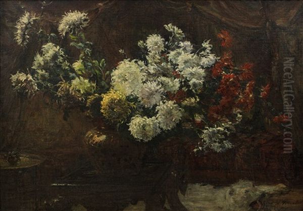 Nature Morte Au Bouquet De Fleurs Oil Painting by Victor Vincelet