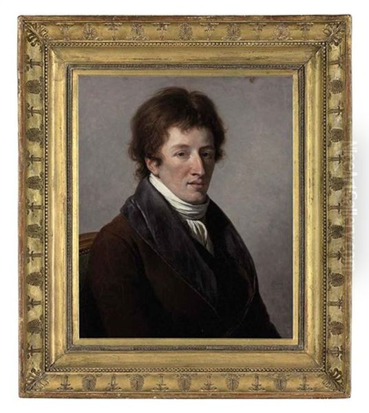 Portrait Of Baron Georges Cuvier In A Brown Coat And White Shawl Oil Painting by Francois Andre Vincent