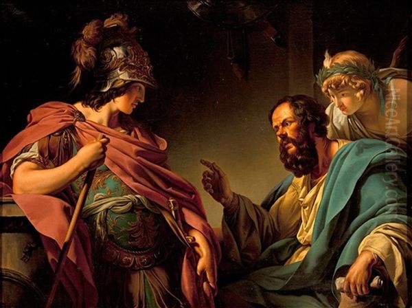 Alcibiades, Socrates Y El Genio Oil Painting by Francois Andre Vincent