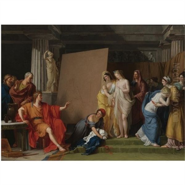 Zeuxis Choosing His Models For The Image Of Helen From Among The Girls Of Croton Oil Painting by Francois Andre Vincent