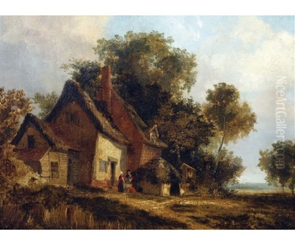 A Norfolk Cottage C. 1827 Oil Painting by George Vincent