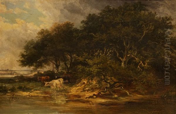 Cows On The Riverside Oil Painting by George Vincent