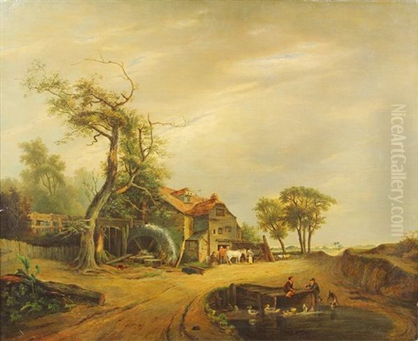 An Old Farmstead Near Norwich Oil Painting by George Vincent