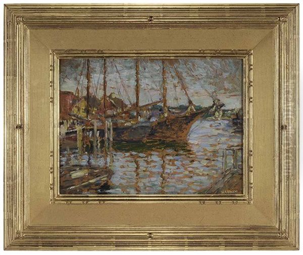 Boats In A Harbor Oil Painting by Harry Aiken Vincent