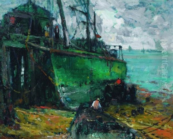 In Drydock Oil Painting by Harry Aiken Vincent