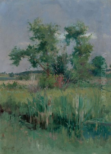 Impressionist View Of Trees And A Stream by Harry Aiken Vincent