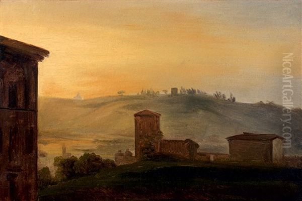 Vue De La Campagne Romaine Oil Painting by Auguste Jean Baptiste Vinchon