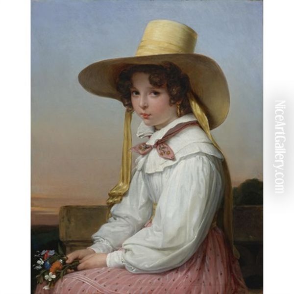 Portrait Of Nency Destouches Oil Painting by Auguste Jean Baptiste Vinchon