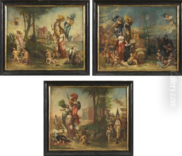 Allegories (3 Works) Oil Painting by Franz Kaspar Huibrecht Vinck