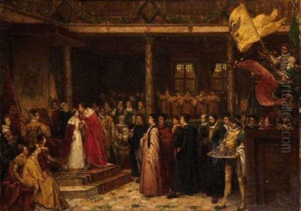 Le Couronnement De Marguerite De Parme Oil Painting by Franz Kaspar Huibrecht Vinck