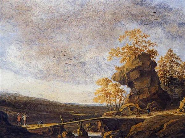 Paysage A La Passerelle Avec Promeneurs Oil Painting by Jan Harmensz Vinck