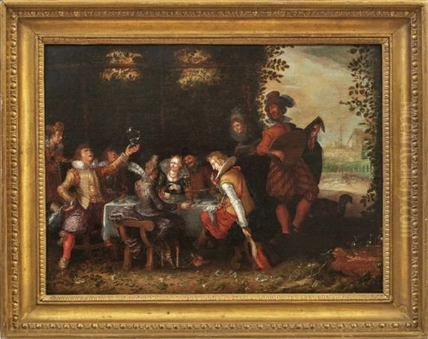 Elegante Festgesellschaft Im Freien Oil Painting by Philip Vinckboons II