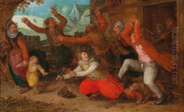 Peasants Expelling Spanish Soldiers From Their House by David Vinckboons