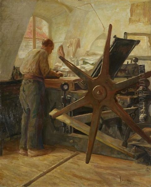 Dans L'atelier Oil Painting by Gaston Vincke