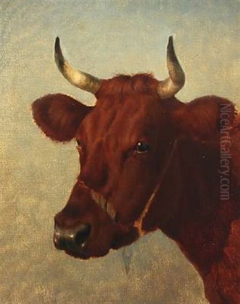 Portrait Of A Reddish Cow by Ejnar Vindfeldt