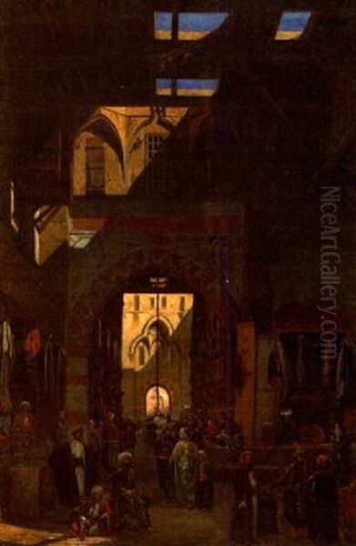 Souk De Bagdad(?) Oil Painting by Charles Leon Vinit