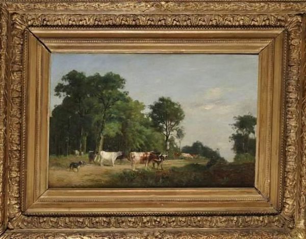 Les Vaches Au Paturage Oil Painting by Jacques Alfred Brielman