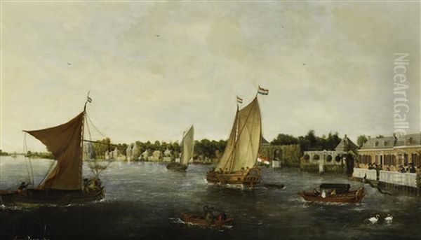 Hollandische Flusslandschaft (haarlem?) by Laurens Vincentsz van der Vinne the Elder