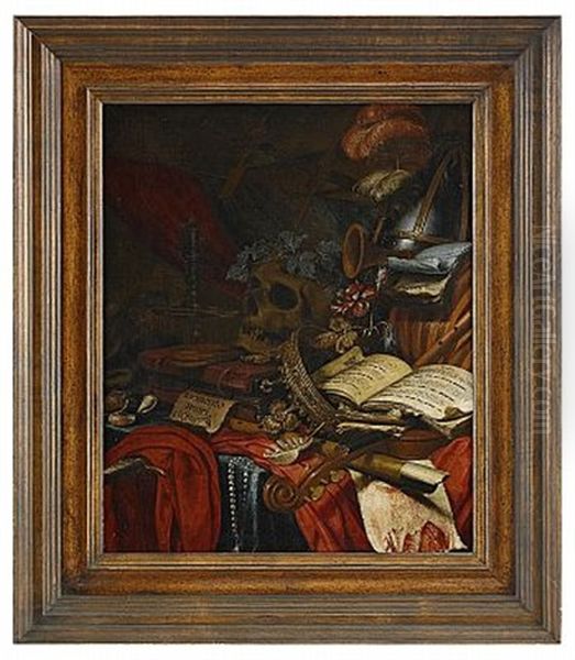 Stilleben - Memento Mori Oil Painting by Vincent Laurensz van der Vinne the Elder