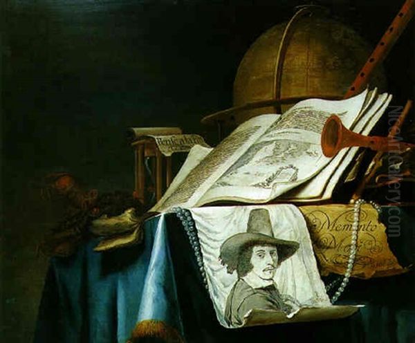 Vanite Avec Le Portrait Du Peintre Oil Painting by Vincent Laurensz van der Vinne the Elder