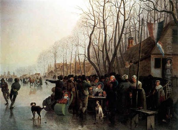 Les Patineurs Oil Painting by Jan Laurensz van der Vinne the Younger