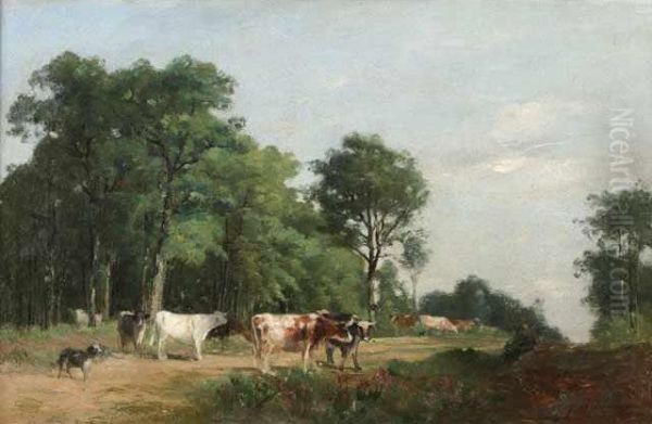 Vaches Au Paturage Oil Painting by Jacques Alfred Brielman