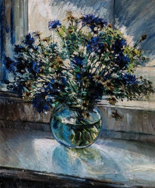 Still Life With Flowers Oil Painting by Sergei Arsenievich Vinogradov