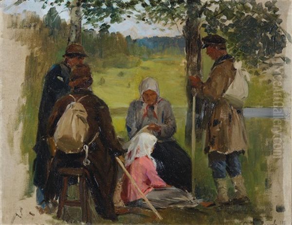 Rest Stop Oil Painting by Sergei Arsenievich Vinogradov